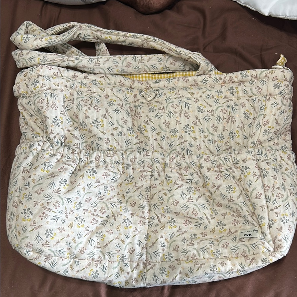 Zara Cream and Yellow Baby Bag with Vintage Floral Design